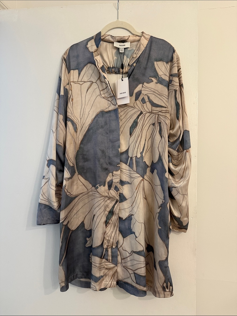 Reiss Blue and Cream Floral Mini Dress